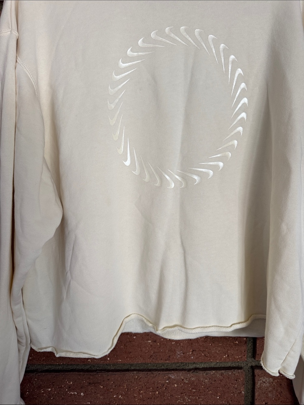 Nike Cream Crewneck Sweatshirt with Subtle Reflective Swoosh Circle - Picture 6 of 7
